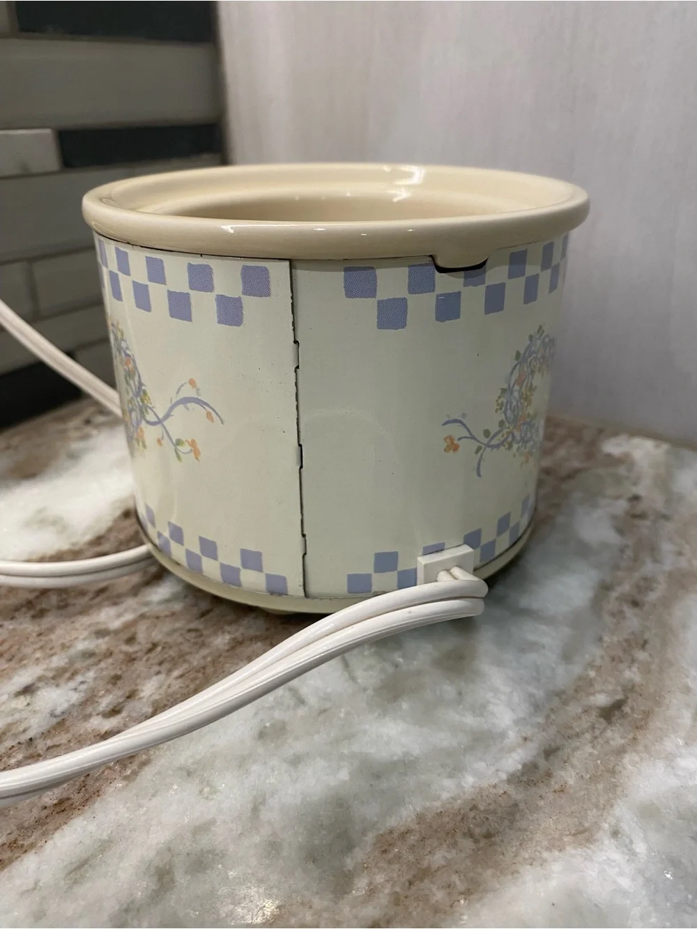 VTG 1988 Rival Potpourri Simmer Crock Pot 3206 Blue Heart